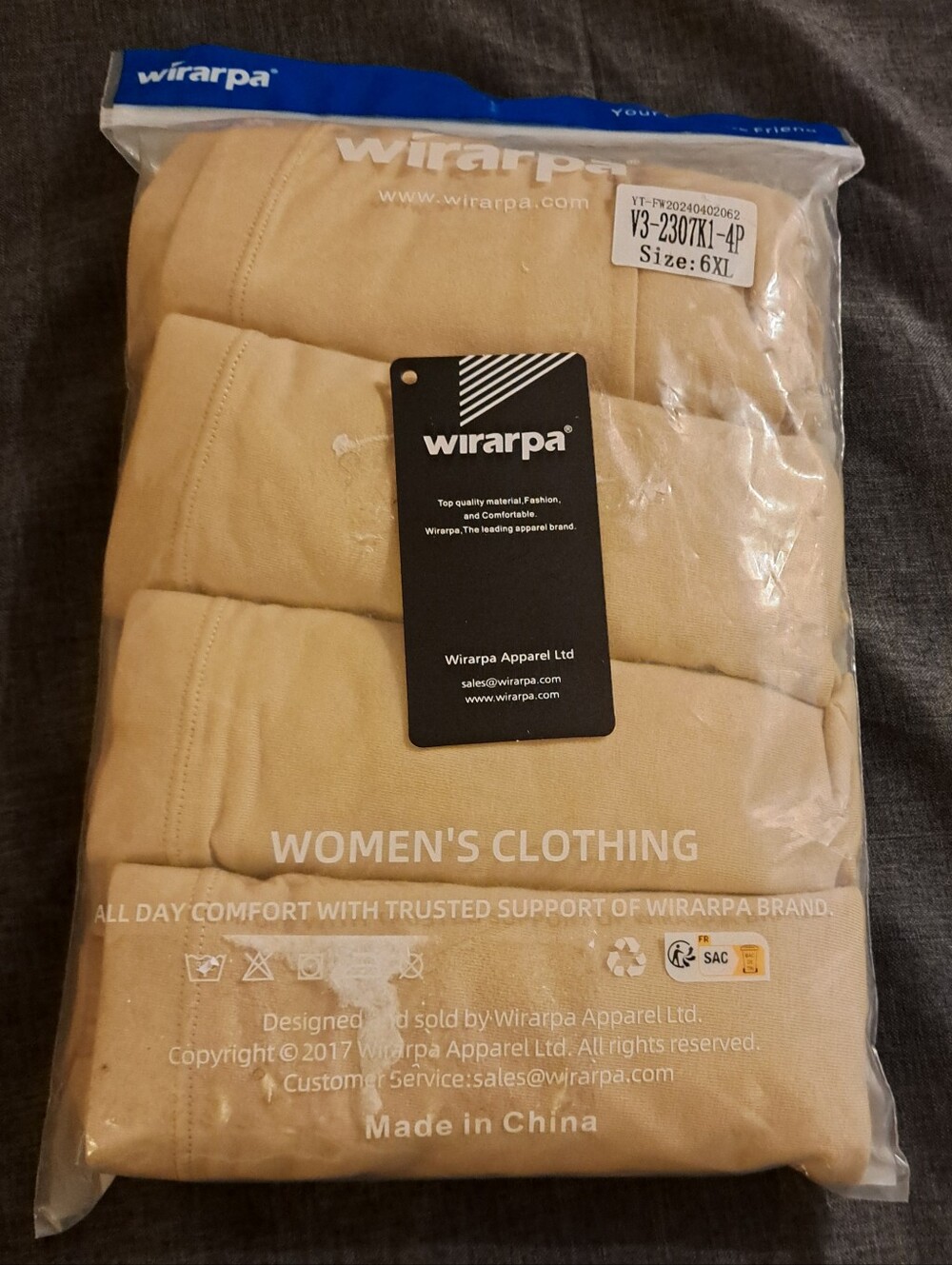 Women's High Waisted Beige Cotton Briefs (4-Pack) Size 6XL